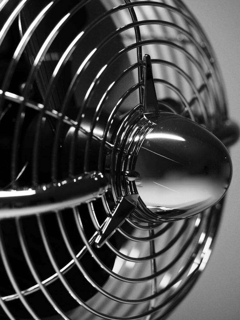 Close up of a fan.