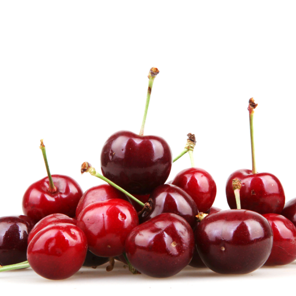 Cherries on a white background.